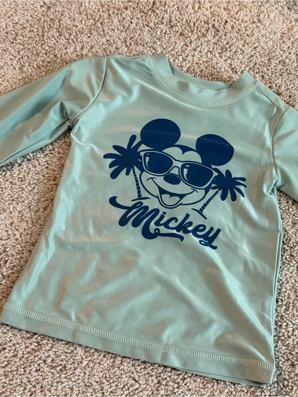 Mickey Mouse Boys Rash Guard Swim Shirt Green/Blue Size 2T NWT Disney Beach